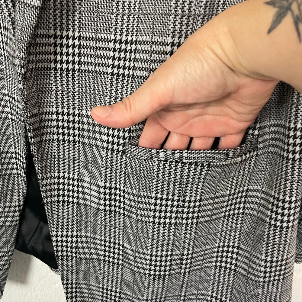 Torrid Herringbone Open Front Oversized Gray Blazer Academia Professor Preppy 1X